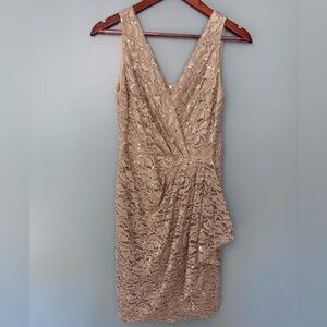 Ursula of Switzerland Champagne Lace Midi Dress | Size 6